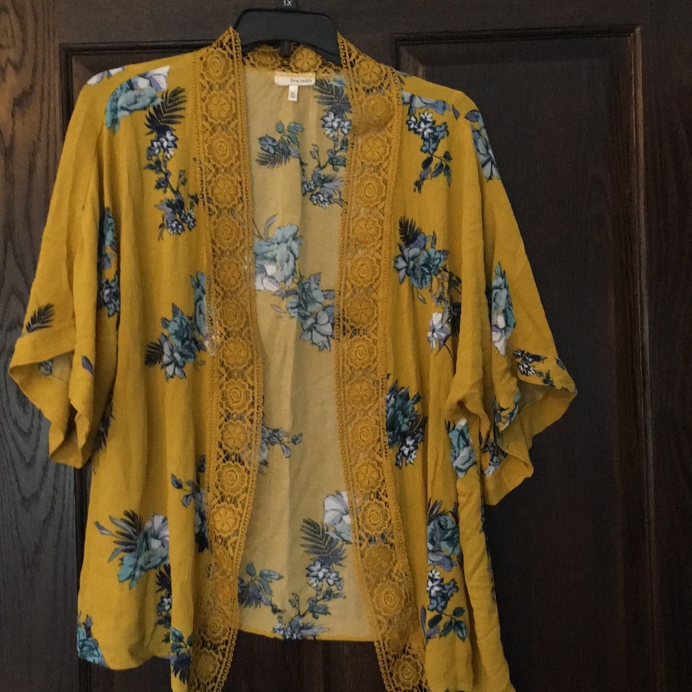 Mustard short sleeve kimono